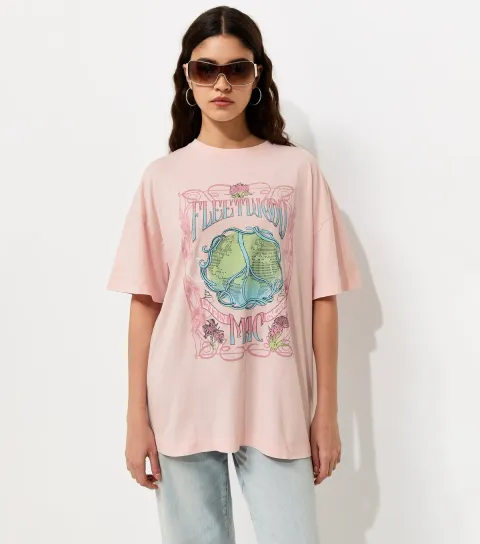 Women's Light Pink Cotton Fleetwood Mac Oversized T-Shirt