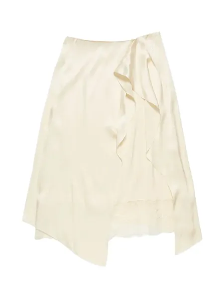 Layered Satin Skirt Cream White