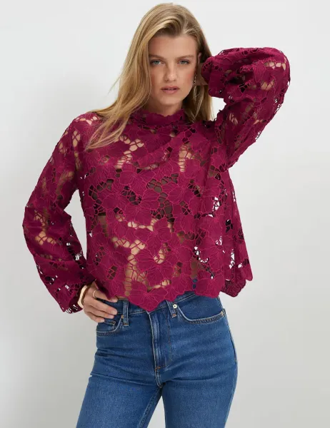 High Neck Blouse Burgundy