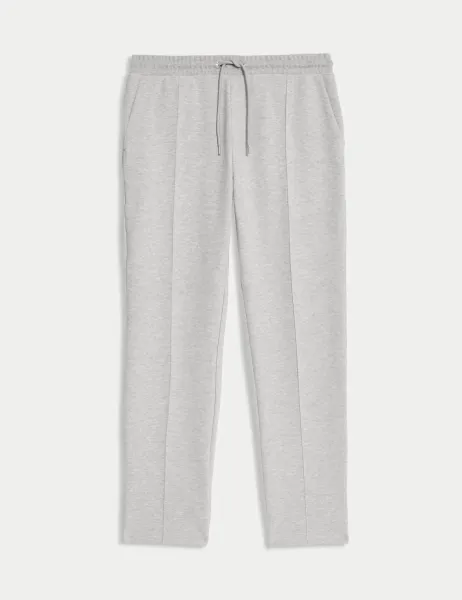 Autograph Cotton Rich Pintuck Straight Leg Joggers Grey Marl