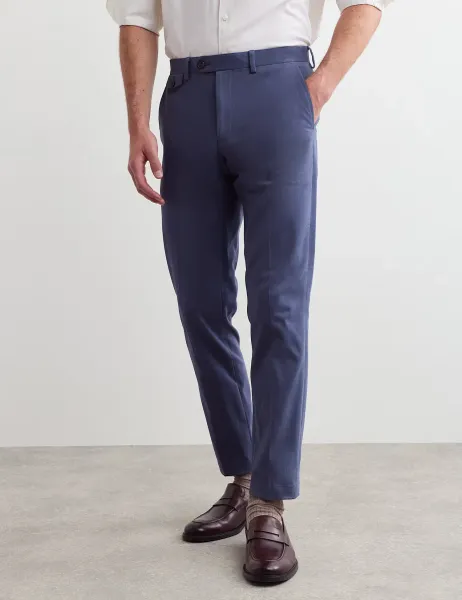 Jaeger Tailored Fit Italian Cotton Chinos Dark Blue