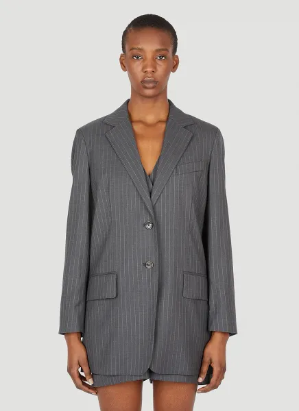 Pinstriped Wool Blazer