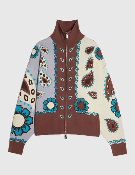 River Island Paisley Zip Through Knitted Cardigan