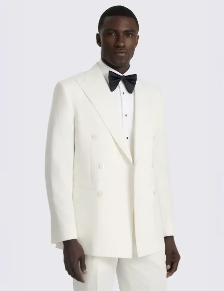 Moss Tailored Fit Wool Blend Tuxedo Jacket Light Cream