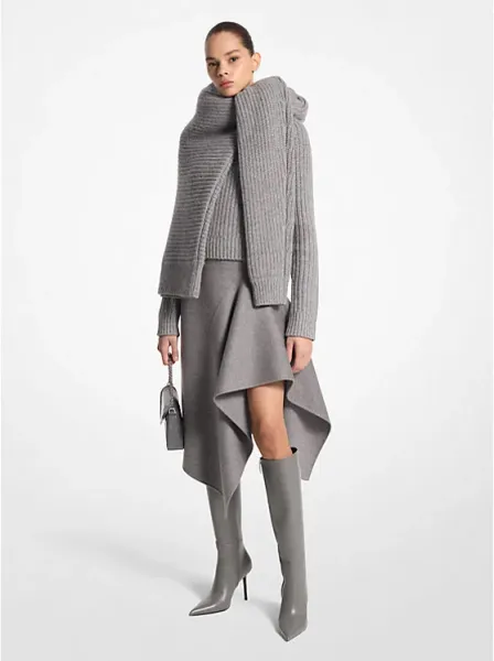 Double Faced Wool Cascade Skirt