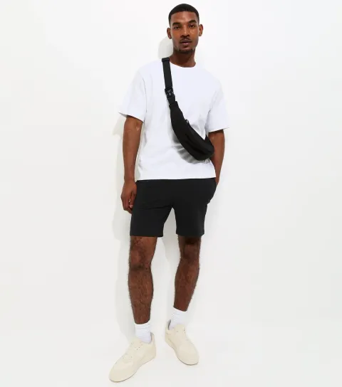 Men's Black Regular Textured Cotton Rich Shorts
