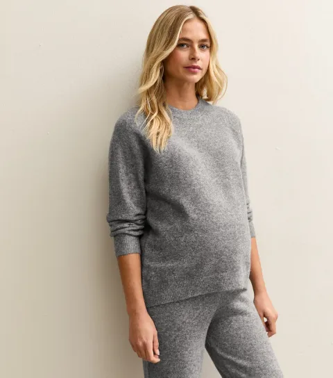 Women's Maternity Mid Grey Raglan Sleeve Jumper