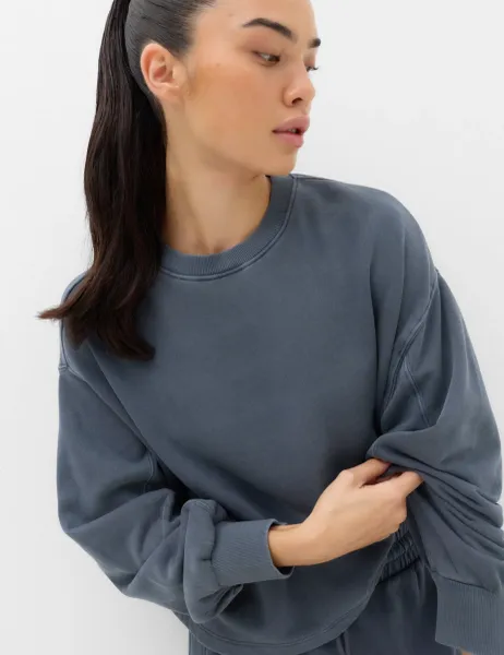Goodmove Cotton Rich Garment Dye Boxy Sweatshirt Nightshade