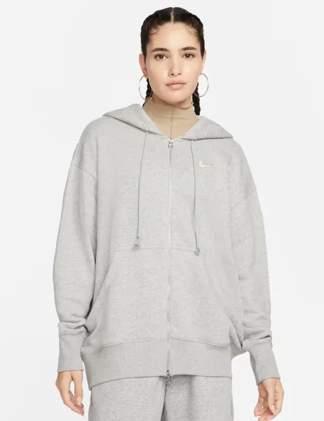 Nike Phoenix Fleece Oversized Full-Zip Hoodie Grey Marl