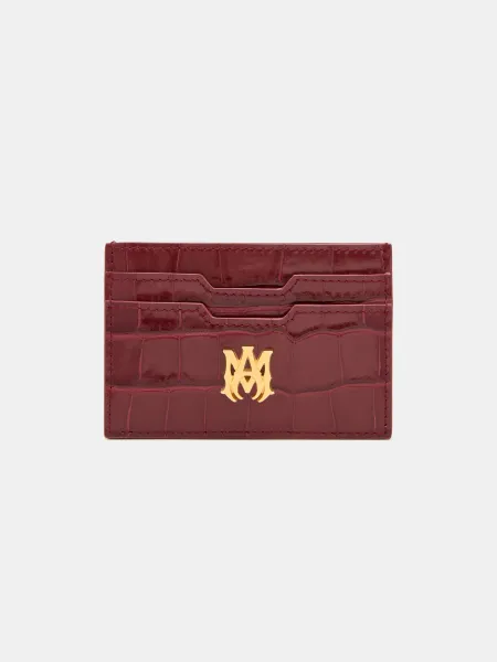 CROC EMBOSSED CARD HOLDER - WINE