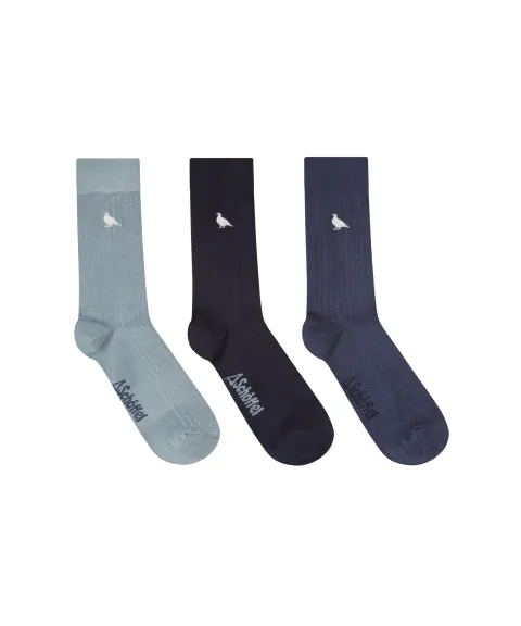Bamboo Socks (Box Of 3) - Blue Ptarmigan Mix