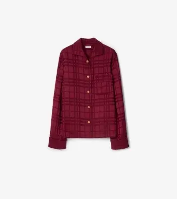 Check Silk Pyjama Shirt in Ripple red