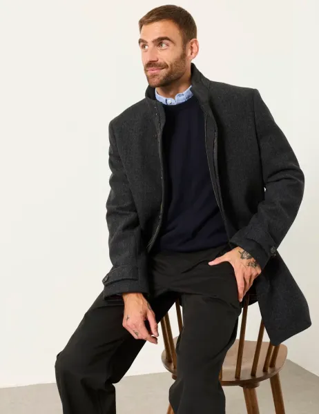 Wool Blend Overcoat Grey