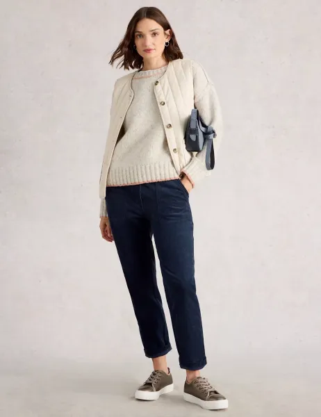 Twister Cord Straight Leg Trousers Navy