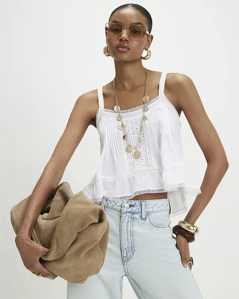 River Island Cotton Lace Trim Cami