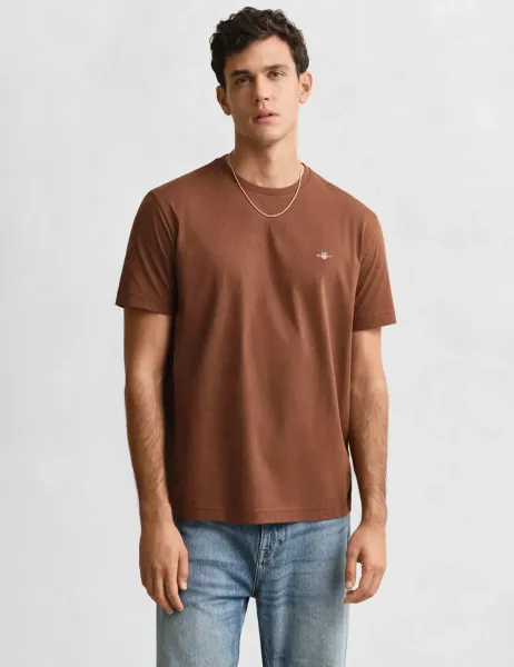 Gant Pure Cotton Logo T-Shirt Brown