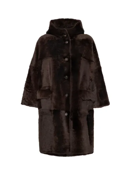 Women Reversible shearling coat Rust brown
