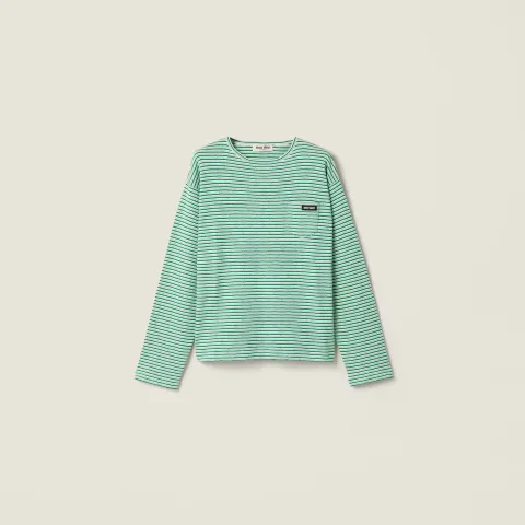 Cotton, cashmere and silk crew-neck knit sweater