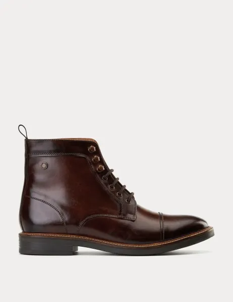 Base London Leather Toe Cap Casual Boots Brown