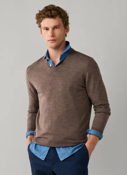 Merino Wool V Neck Jumper