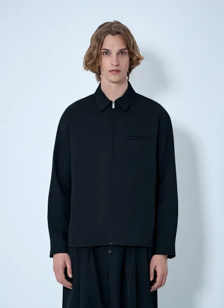 Zip-Front Cotton Shirt