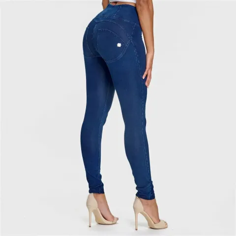Freddy WRUP Denim - High Waisted - Full Length - Dark Blue + Blue Stitching
