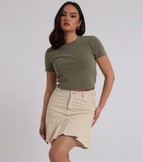 Women's Stone Twill Pleated Skirt