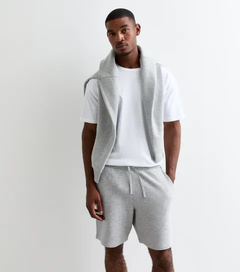 Men's Grey Relaxed Fit Drawstring Jersey Shorts