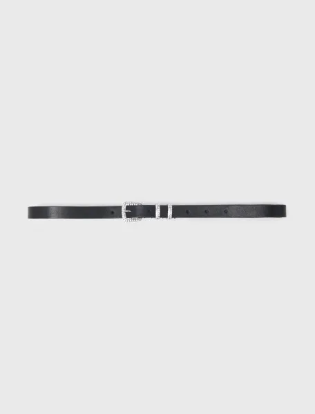Slim belt with diamanté buckle