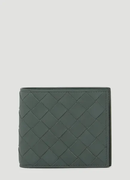 Intrecciato Bi Fold Leather Wallet