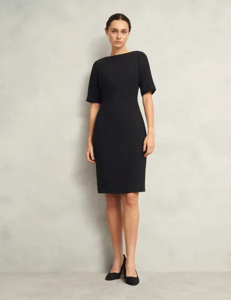Hobbs Crepe Knee Length Tailored Shift Dress