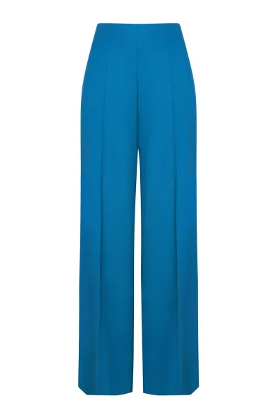 Paloma Trousers in Petrol Wool Faille