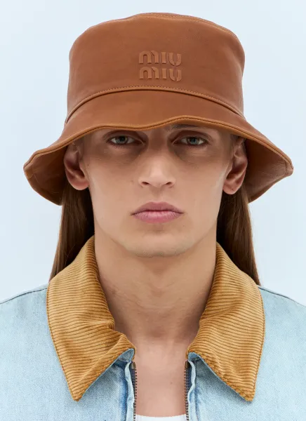 Logo Leather Bucket Hat