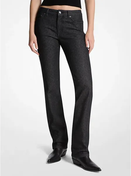 Studded Stretch Denim Cigarette Jeans