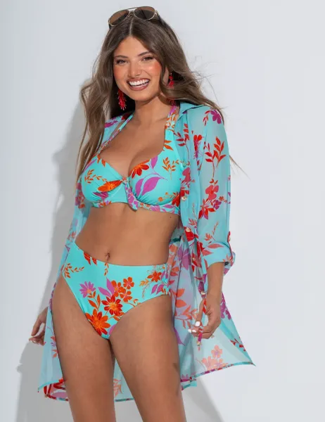 Pour Moi Heatwave Floral High Leg Bikini Bottoms