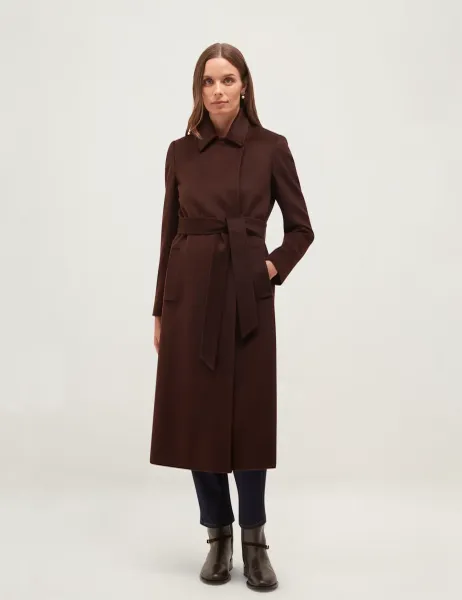 Hobbs Pure Wool Double Breasted Trench Coat Brown