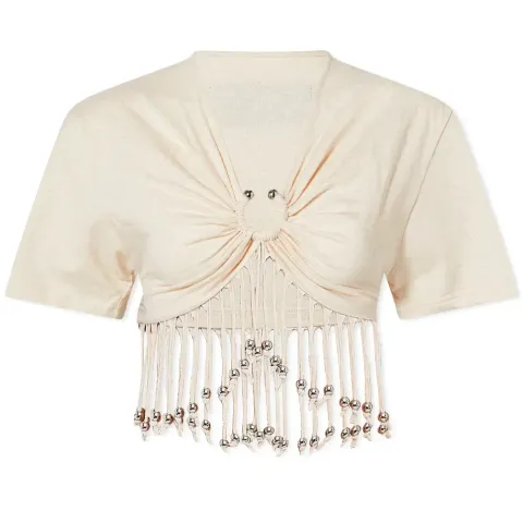 Cropped Beaded T-Shirt