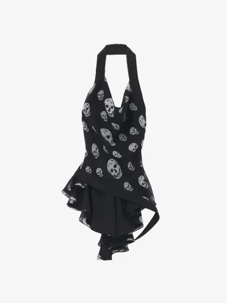 Skull Print Asymmetric Top