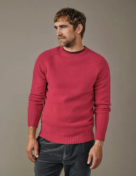Aubin Pure Wool Crew Neck Jumper Dark Pink
