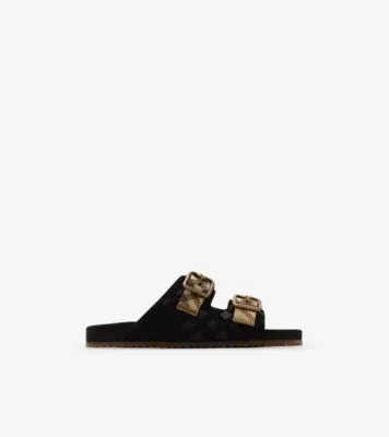 Check Suede Urchin Sandals in Black