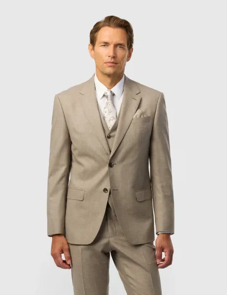 Ted Baker Slim Fit Wool Rich Stretch Flannel Suit Jacket Oatmeal