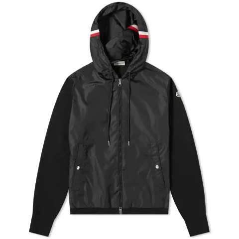 Nylon Front Hooded Knit Jacket