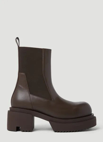 Chunky Sole Leather Ankle Boots