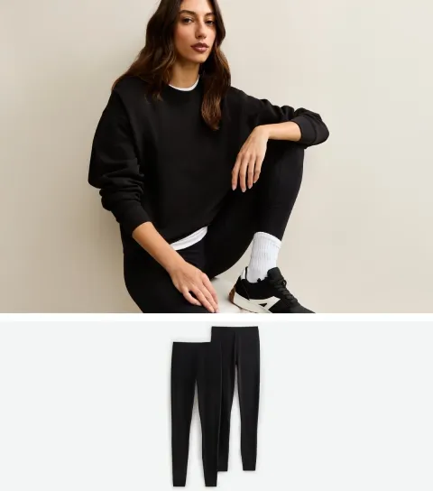 Women's Tall Pack Of 2 Black Stretch Leggings