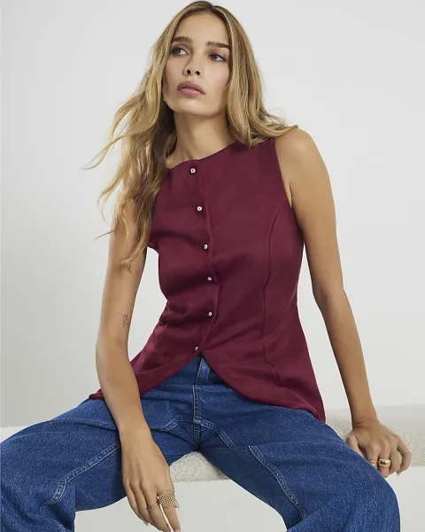River Island Faux Suede Sleeveless Waistcoat