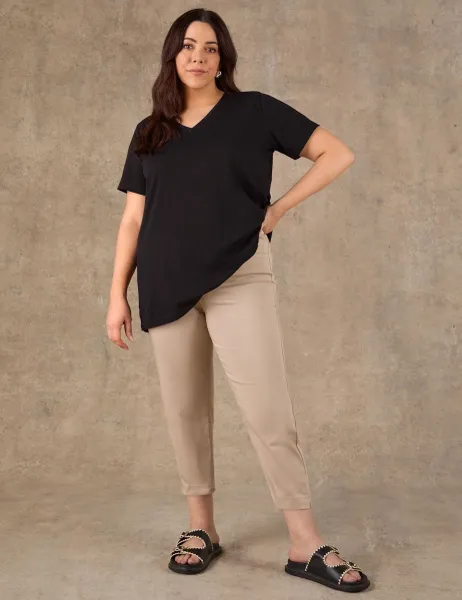 High Waisted Cropped Jeggings Oatmeal