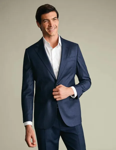 Slim Fit Super 100s Wool Twill Suit Jacket Indigo