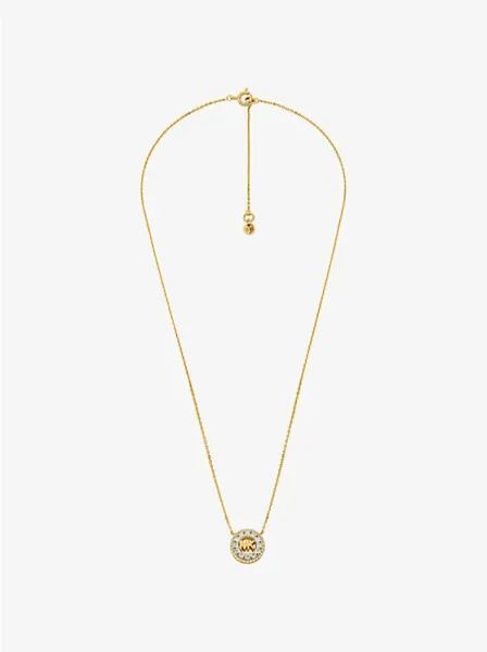 Fulton Precious Metal-Plated Pavé Logo Charm Necklace