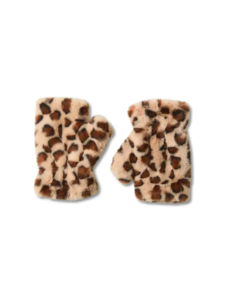 Britamu Faux Fur Fingerless Gloves Leo