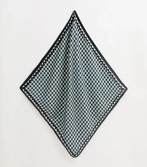 Blue Check Print Headscarf